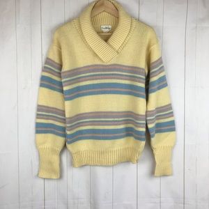 Vintage Sears JR Bazaar Yellow Knit Sweater Size M